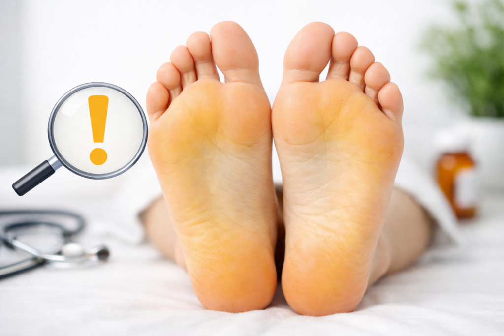 足の裏が黄色い