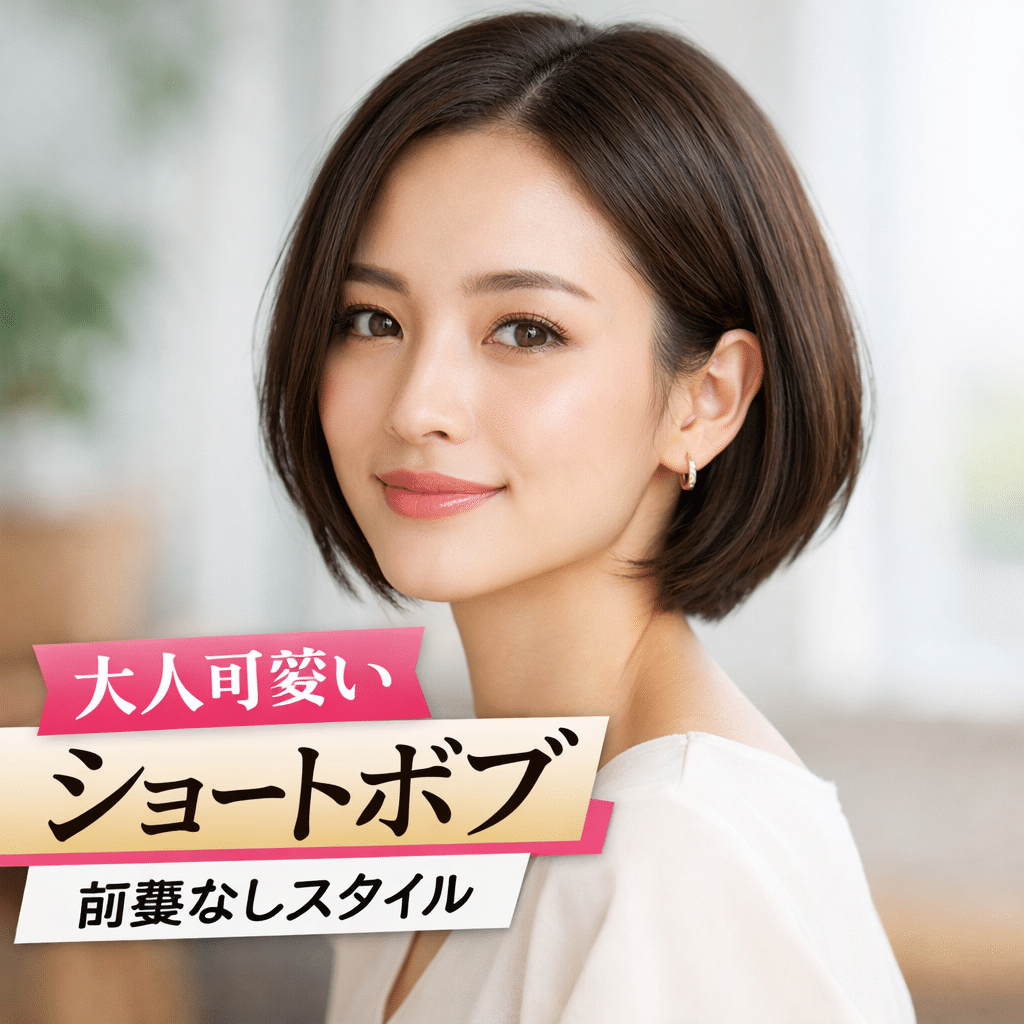 ショートボブ 前髪なし